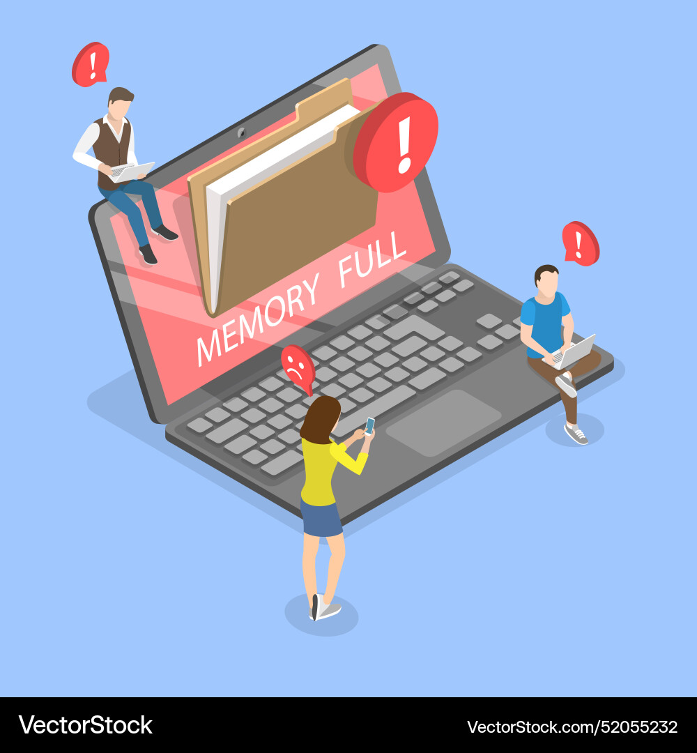 3d isometric flat of storage Royalty Free Vector Image