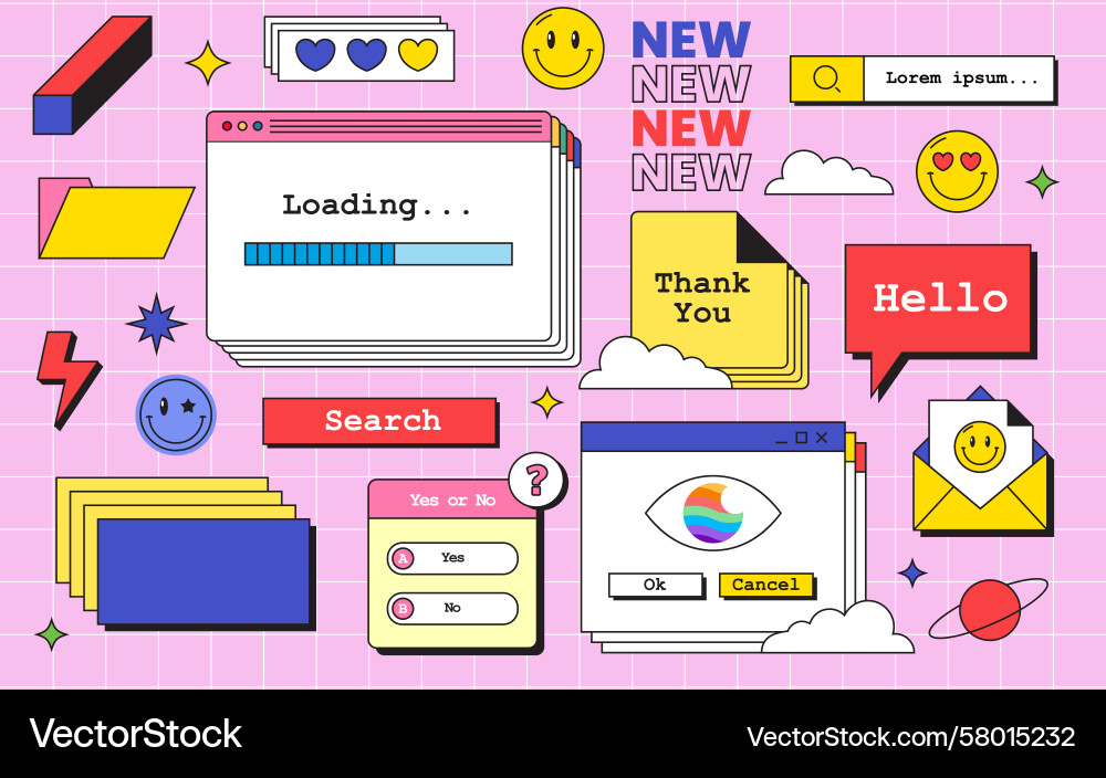 90s UI Kit - Retro Tech Vector Image