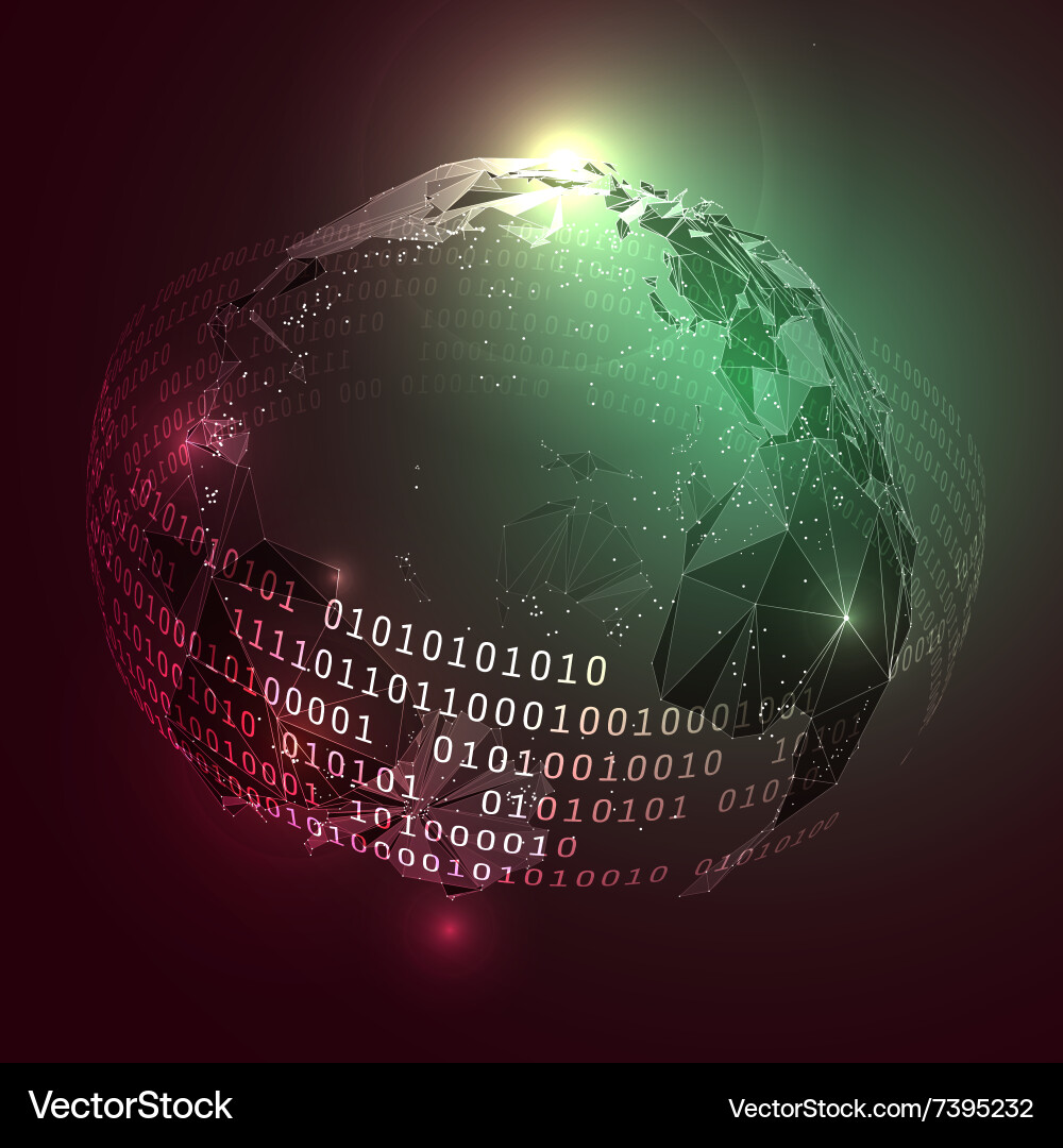 Abstract planet earth with ring of binary numbers Vector Image