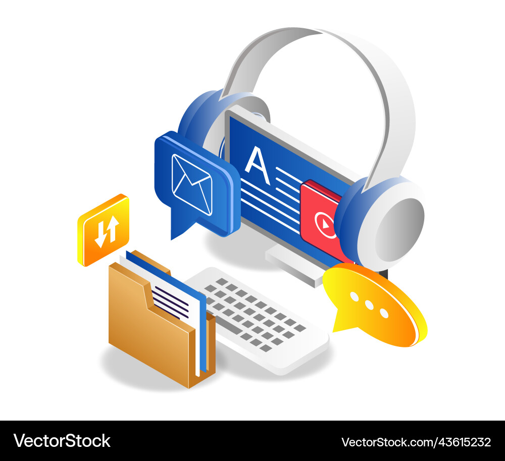 Application computer desktop headset Vector Image