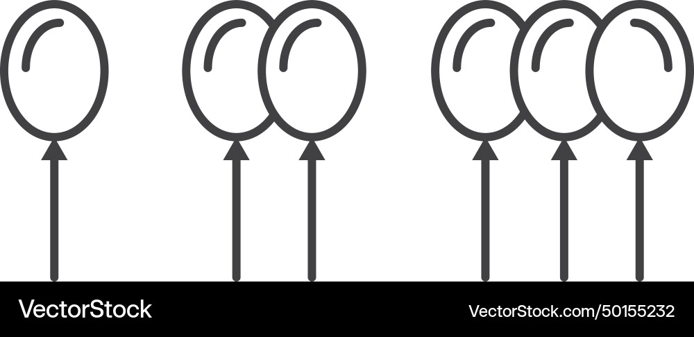 Balloon outline icons with string in line Balloon outline icons with string in line vector image