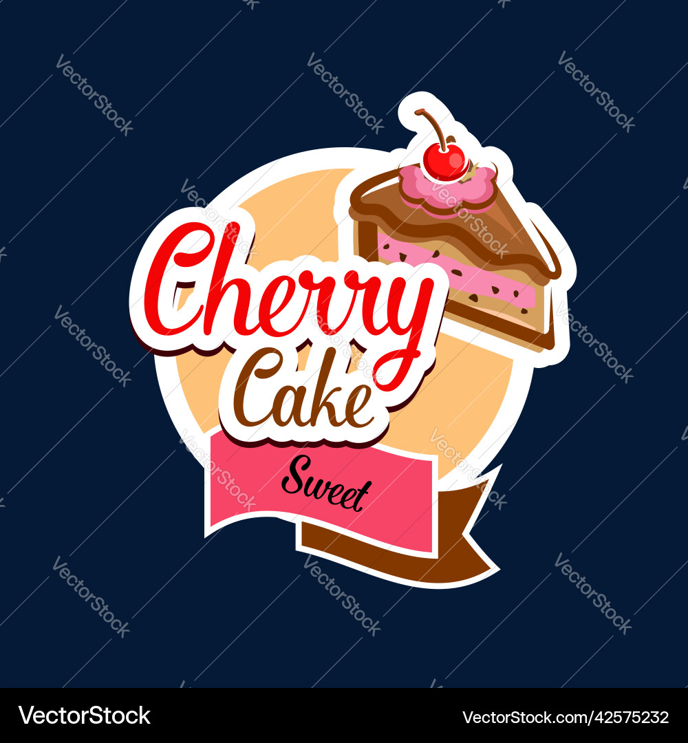 Cherry cake food icon pastry shop fruit dessert Cherry cake food icon pastry shop fruit dessert vector image