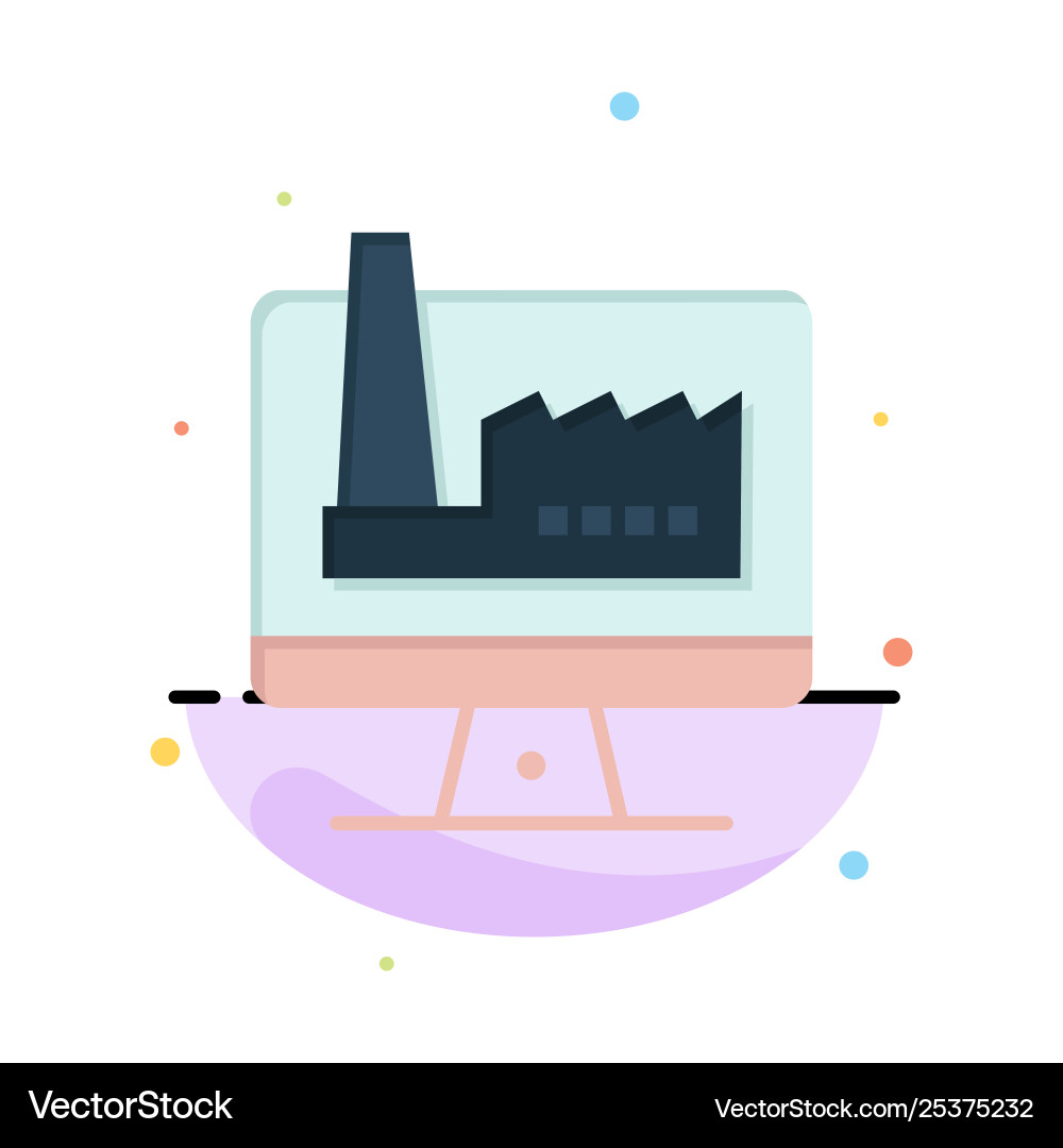 Computer building monitor factory abstract flat Computer building monitor factory abstract flat Vector Image