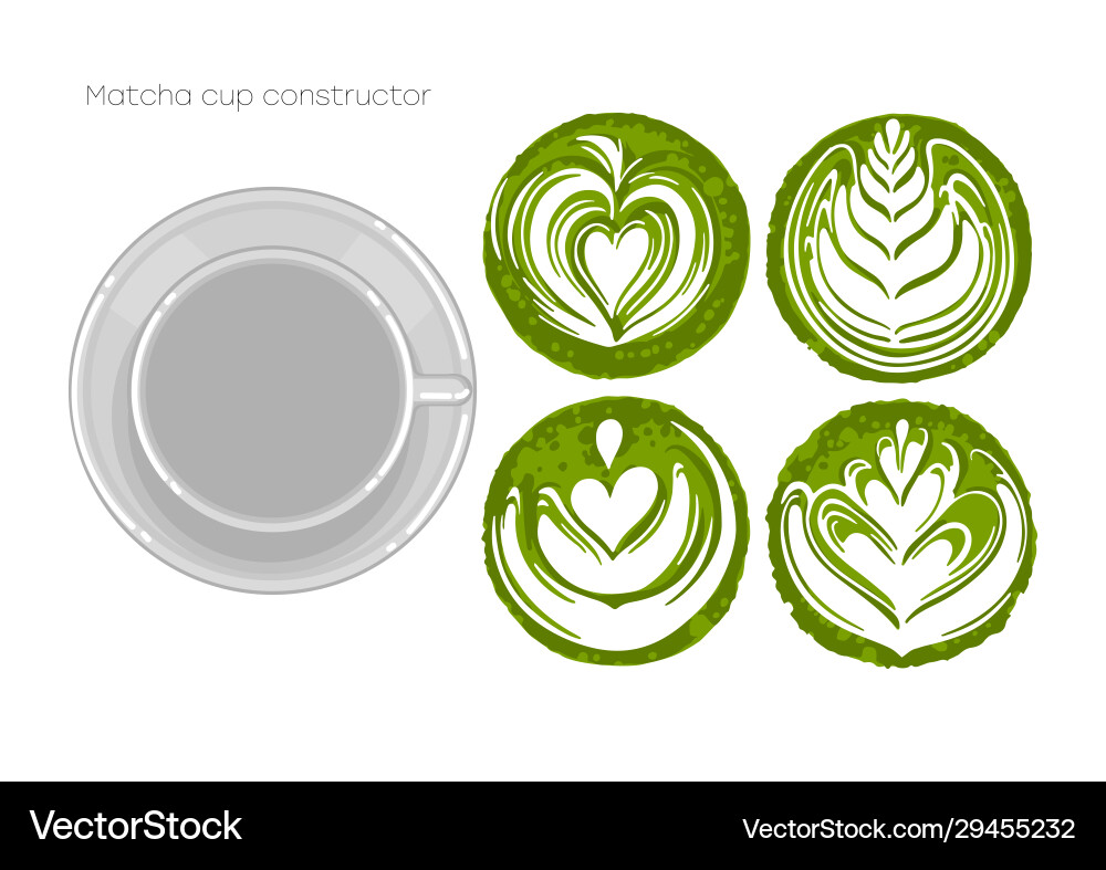Empty round cup with different versions matcha Empty round cup with different versions matcha vector image