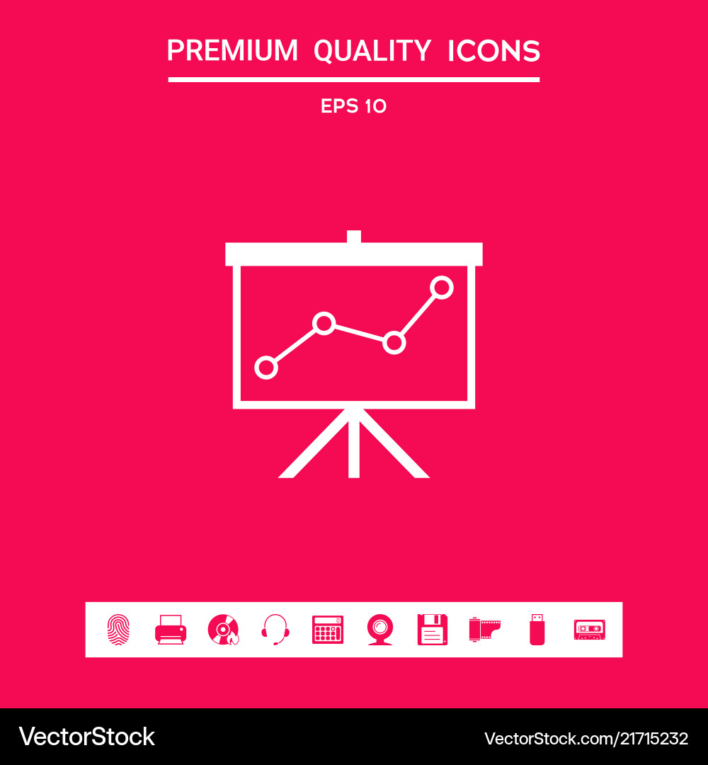 Flip-chart projection screen with a graph vector image