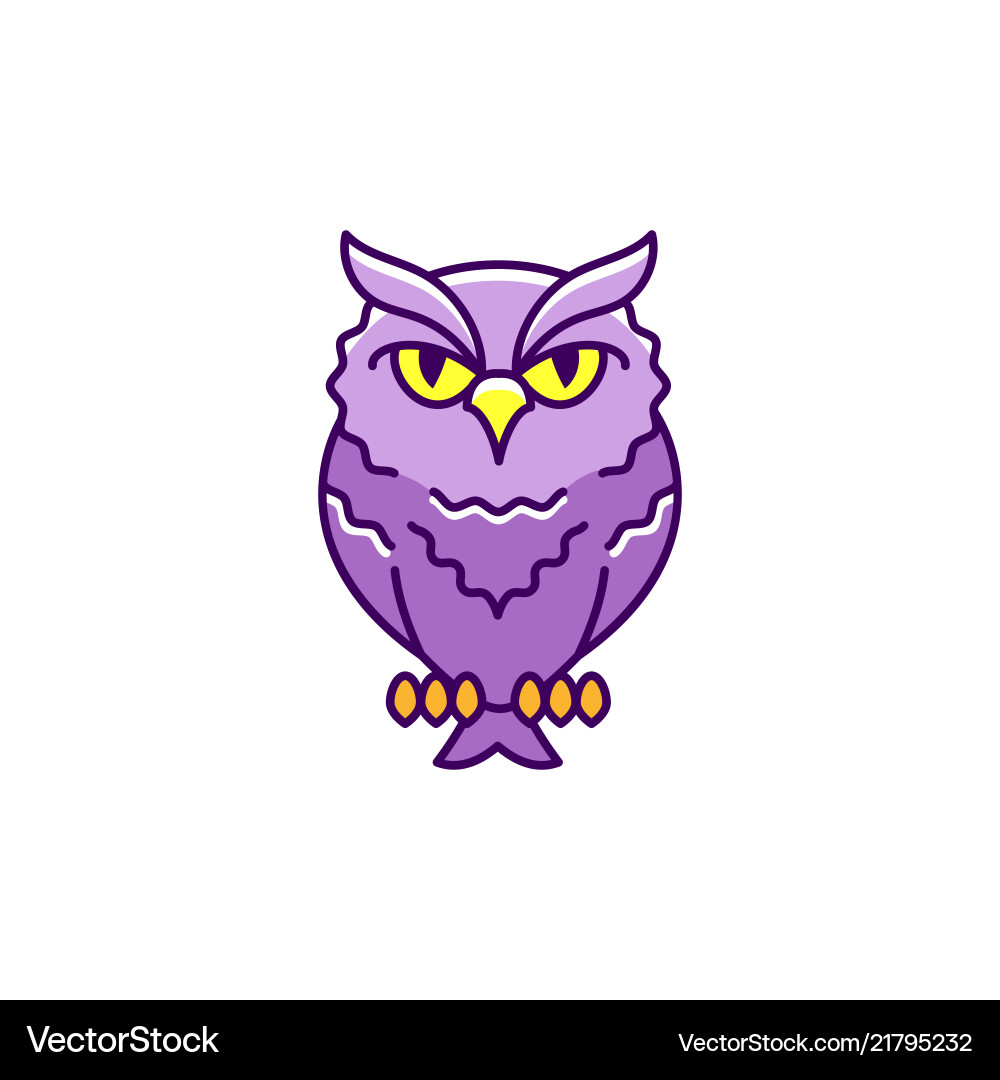 Halloween Owl Icon - Thin Line Art Vector Image