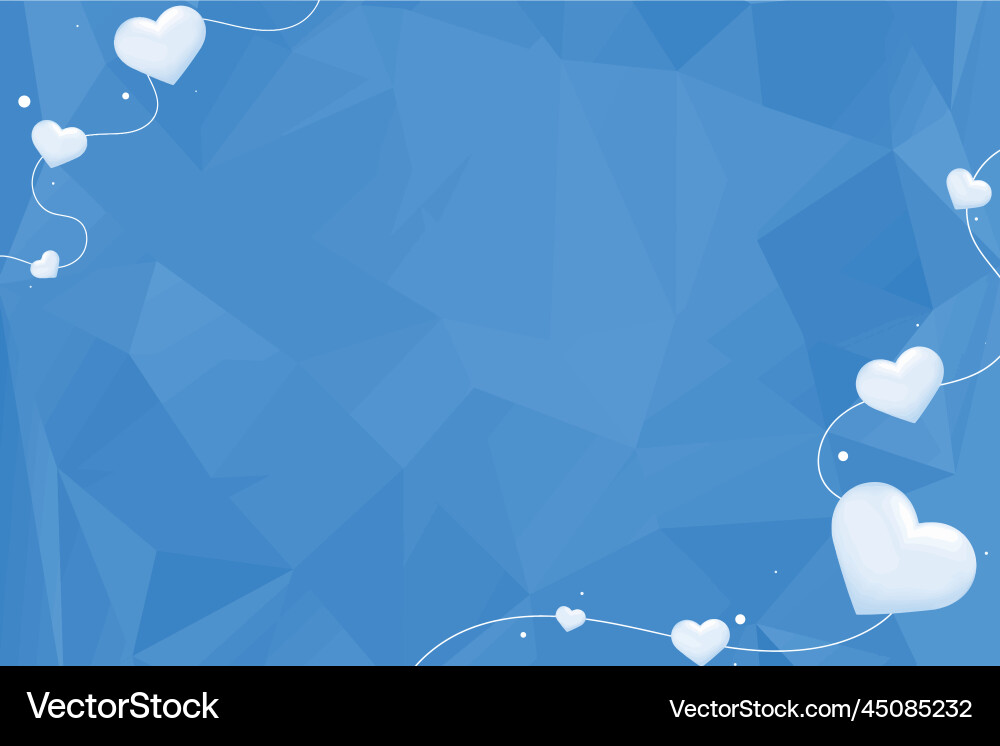 Heart string border blue prism pattern background Heart string border blue prism pattern background vector image