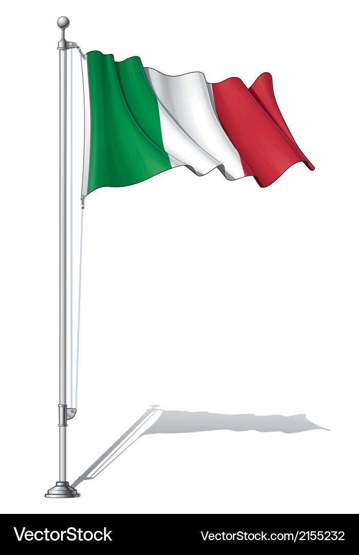 Italian Flag on Pole Vector Image