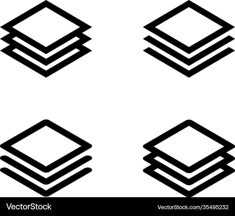 Layers icon three levels stacked on top each Layers icon three levels stacked on top each vector image