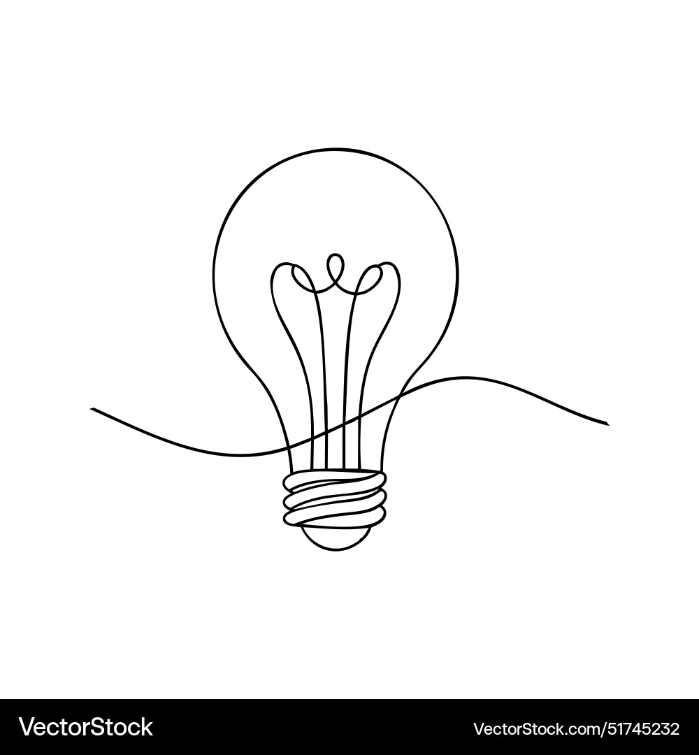 Lightbulb continuous line art on white background Vector Image