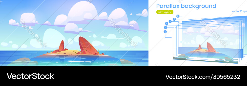 Parallax background with sea landscape Parallax background with sea landscape vector image