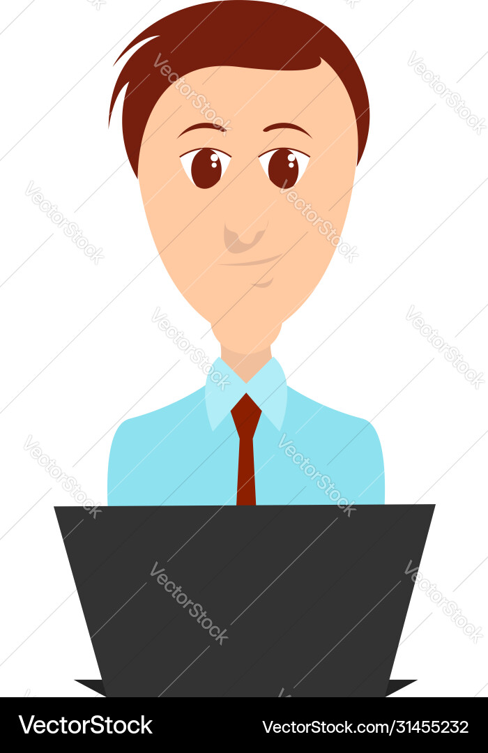 Programmer on laptop white background vector image