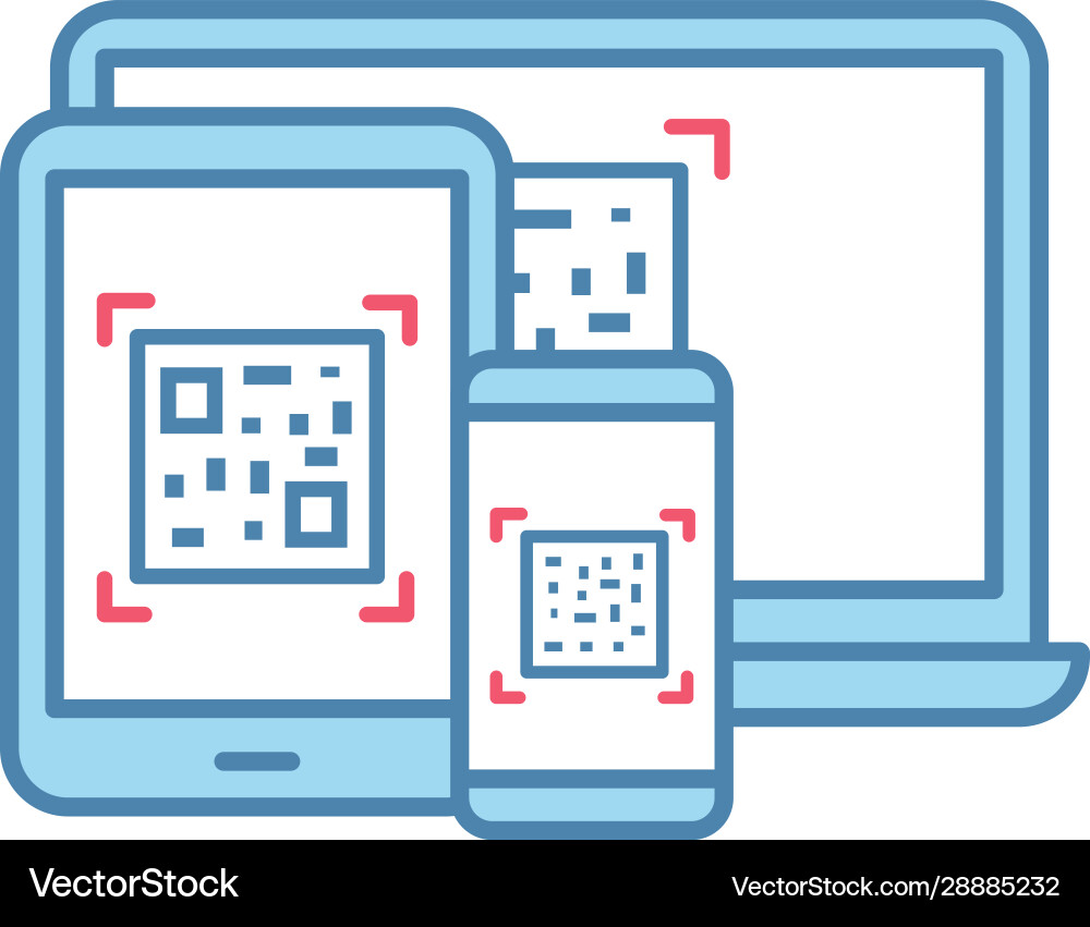 Qr codes on different devices color icon Qr codes on different devices color icon vector image