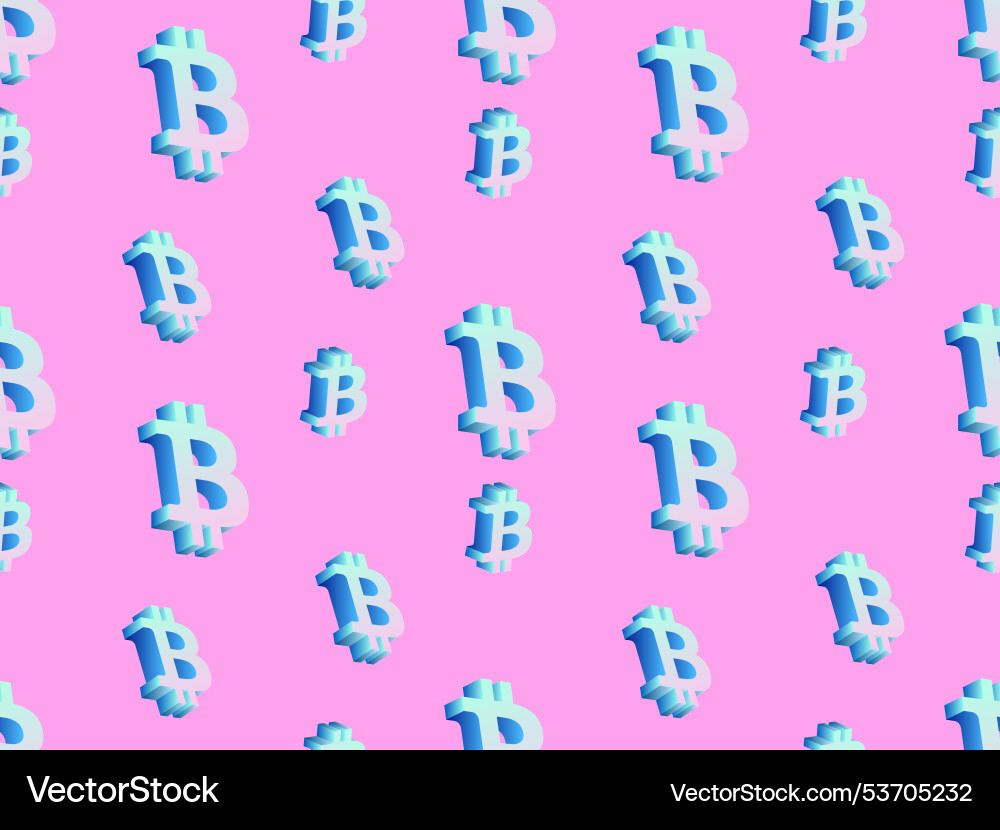 Seamless pattern with bitcoin symbol in 3d style Seamless pattern with bitcoin symbol in 3d style vector image