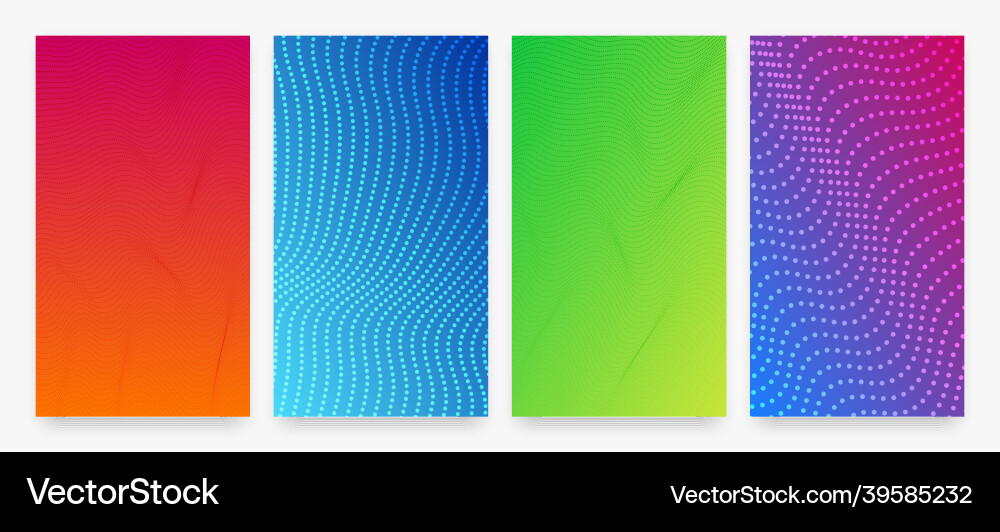 Set of halftone gradient backgrounds with dots vector image