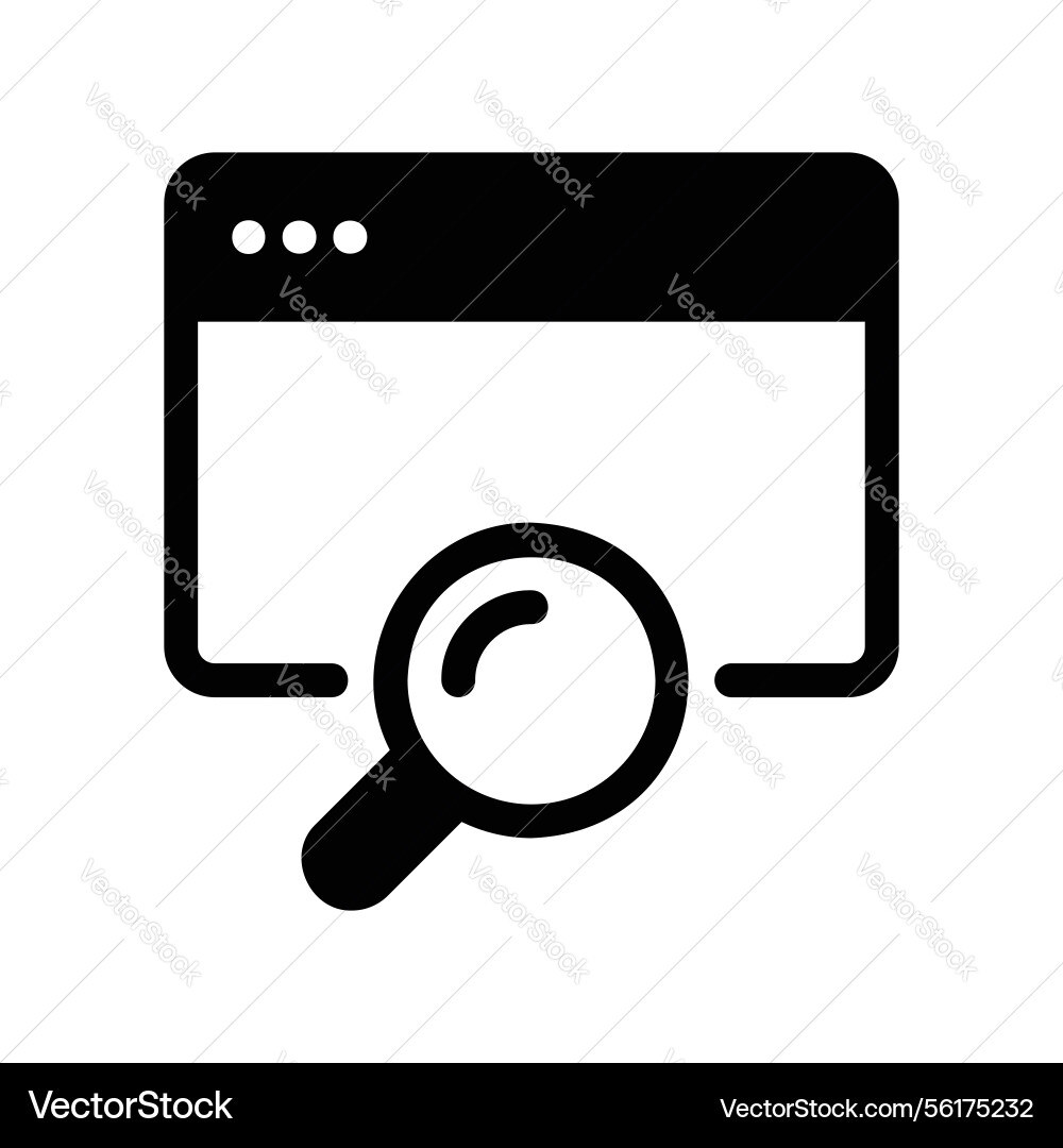 Solid application window with magnifying glass Vector Image