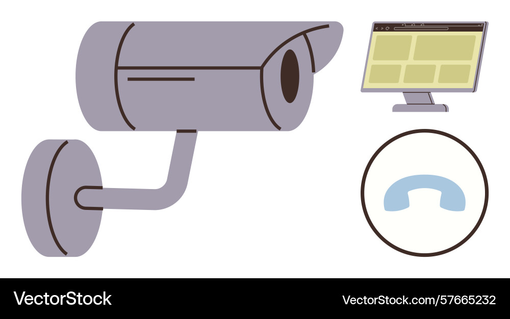 Surveillance camera with computer monitor Surveillance camera with computer monitor vector image