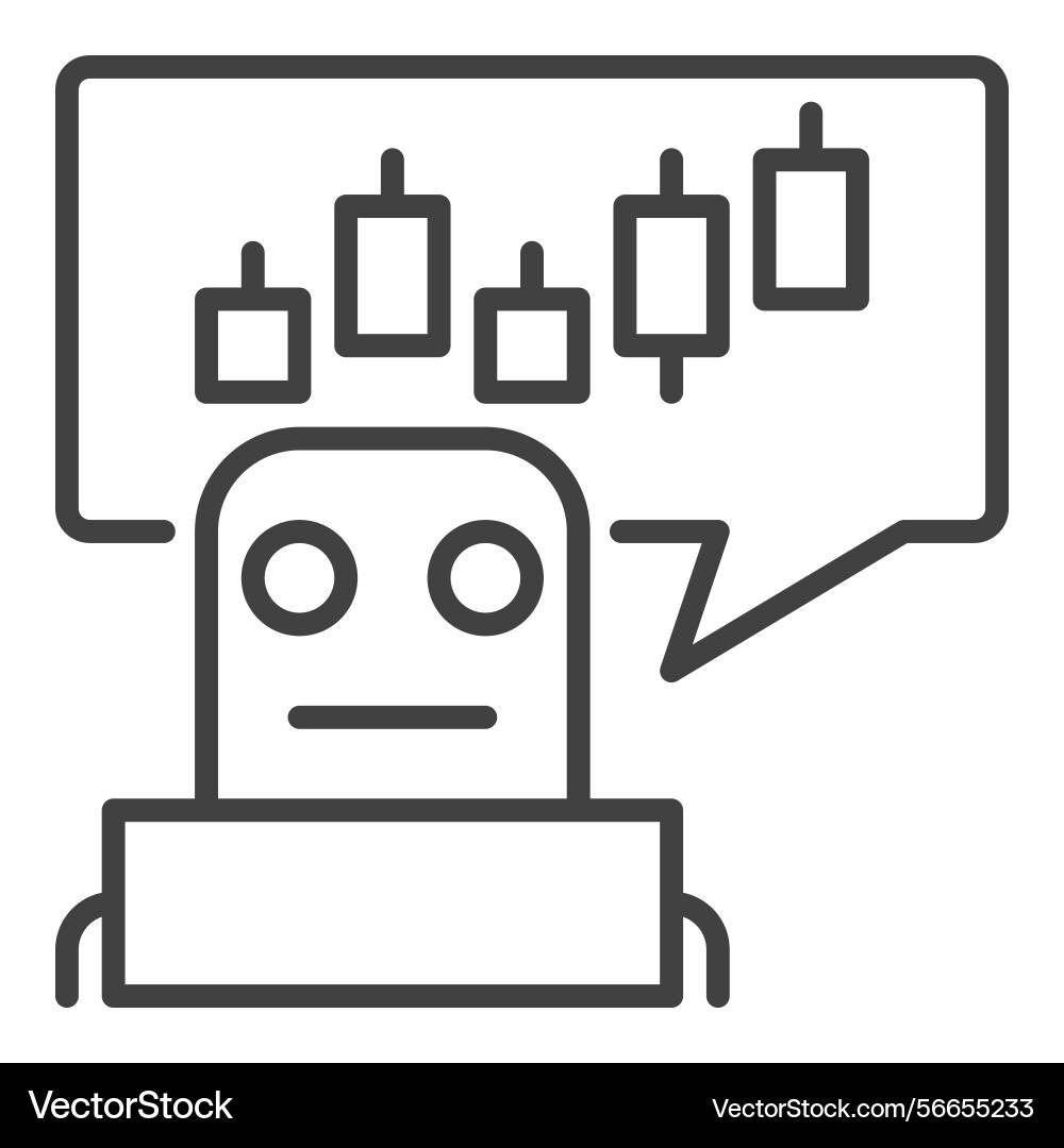 Ai trading bot candlestick chart with robot icon Ai trading bot candlestick chart with robot icon vector image