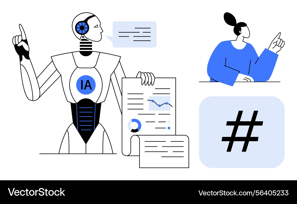 Artificial intelligence robot and analyst Artificial intelligence robot and analyst vector image