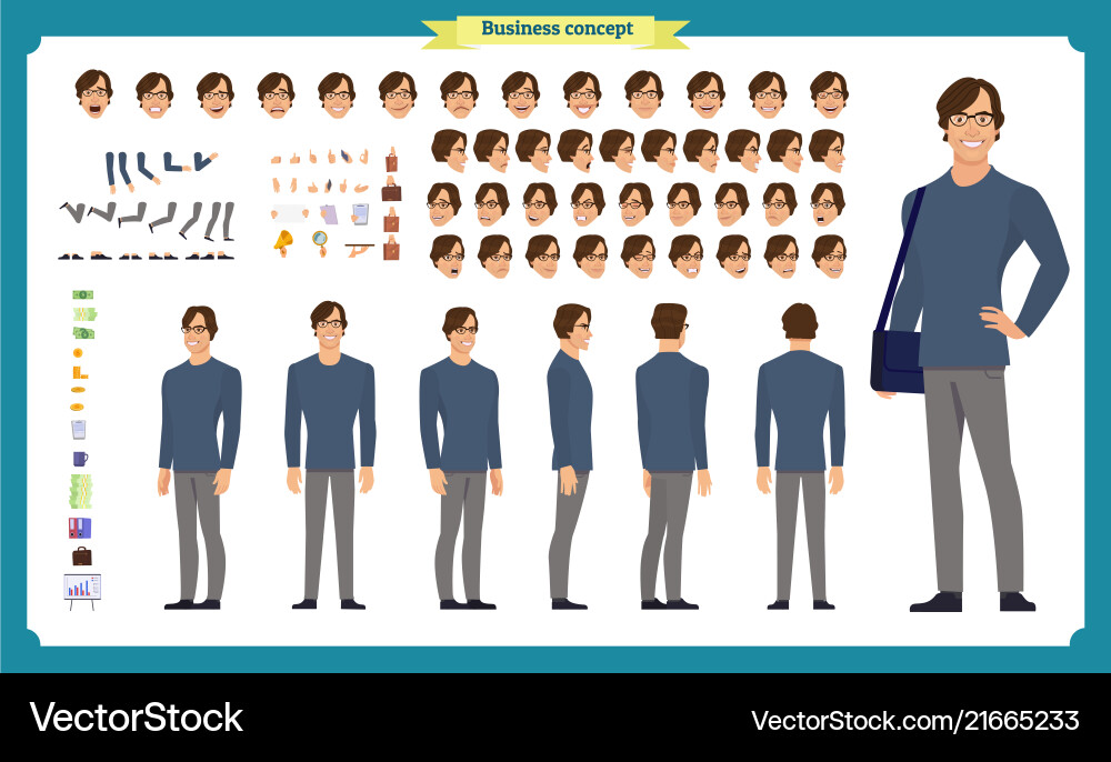 Business Character Set - Multiple Views vector image