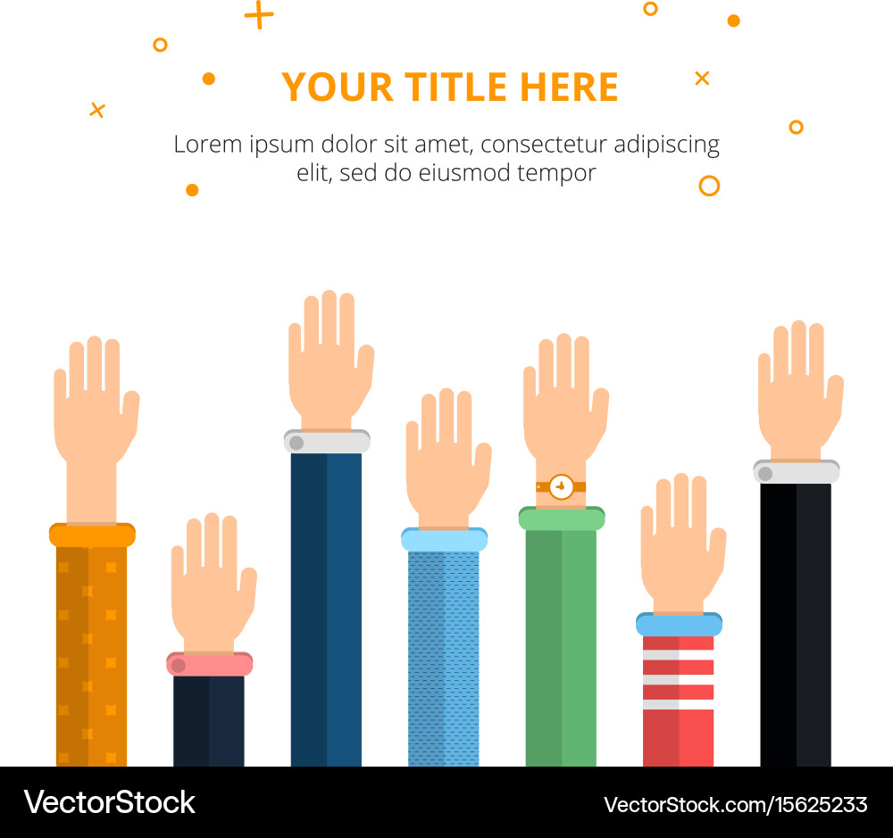 Conceptual poster with different hands in action vector image