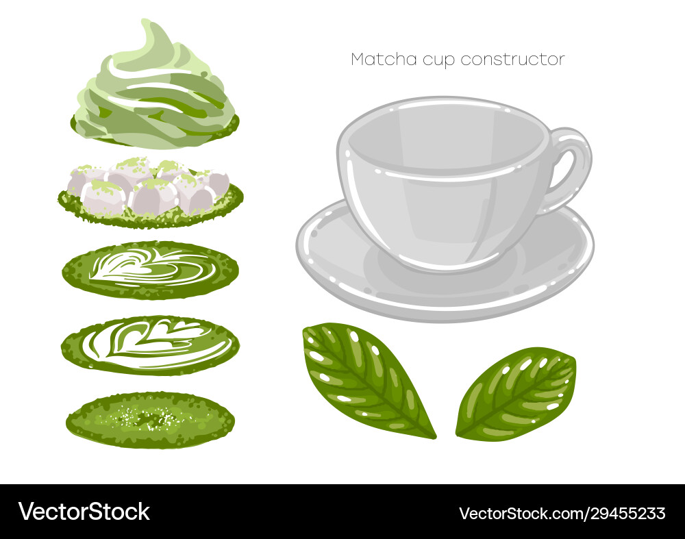 Empty round cup with different versions matcha vector image