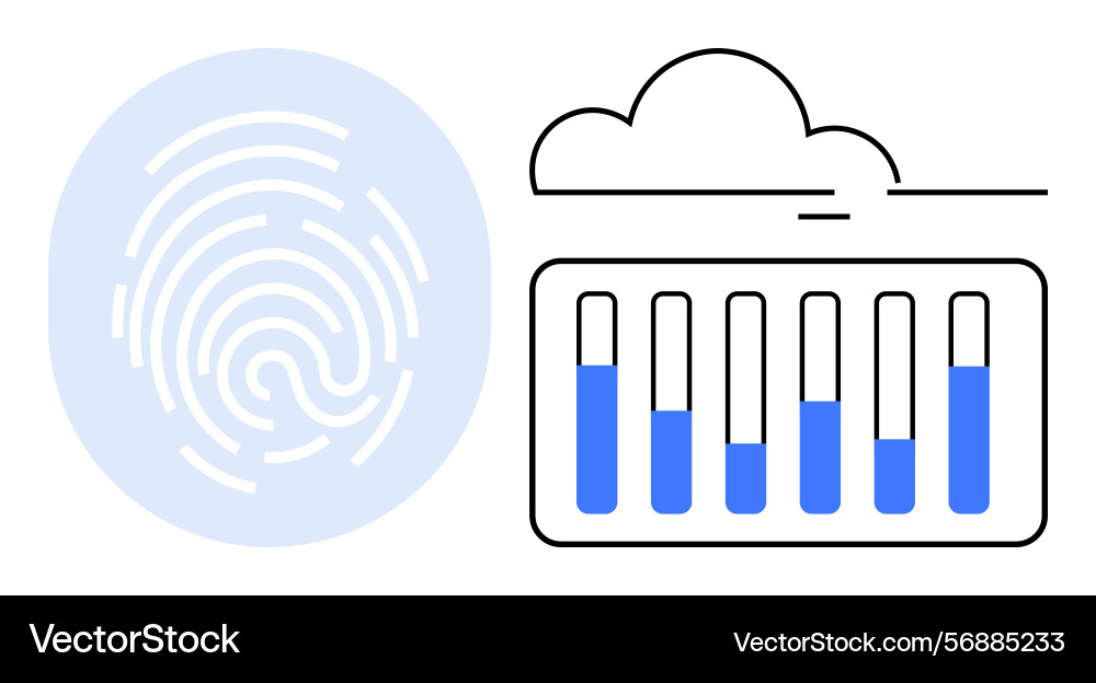 Fingerprint authentication and cloud data storage vector image