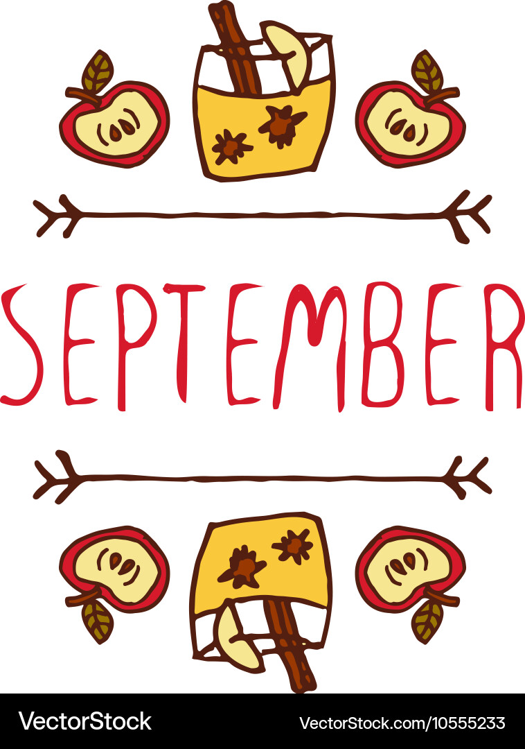Handdrawn autumn element with text vector image