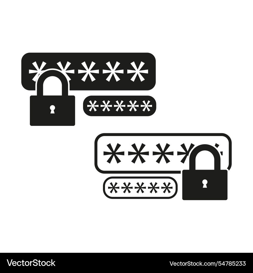 Password security icons locked fields Password security icons locked fields Vector Image
