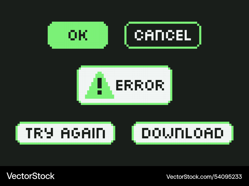Pixel art retro user interface buttons y2k set Pixel art retro user interface buttons y2k set vector image
