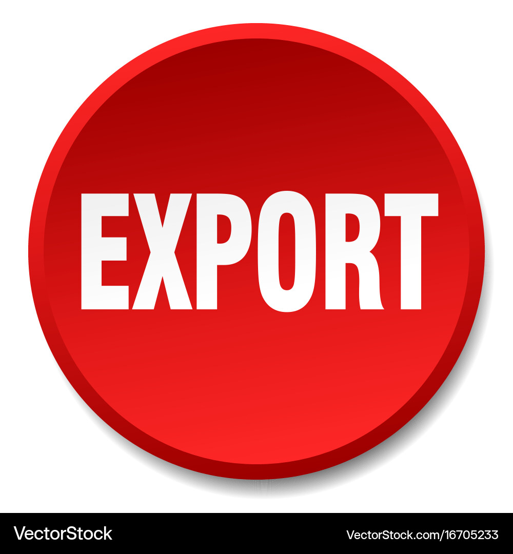 Red Flat Round Button - Export Icon vector image