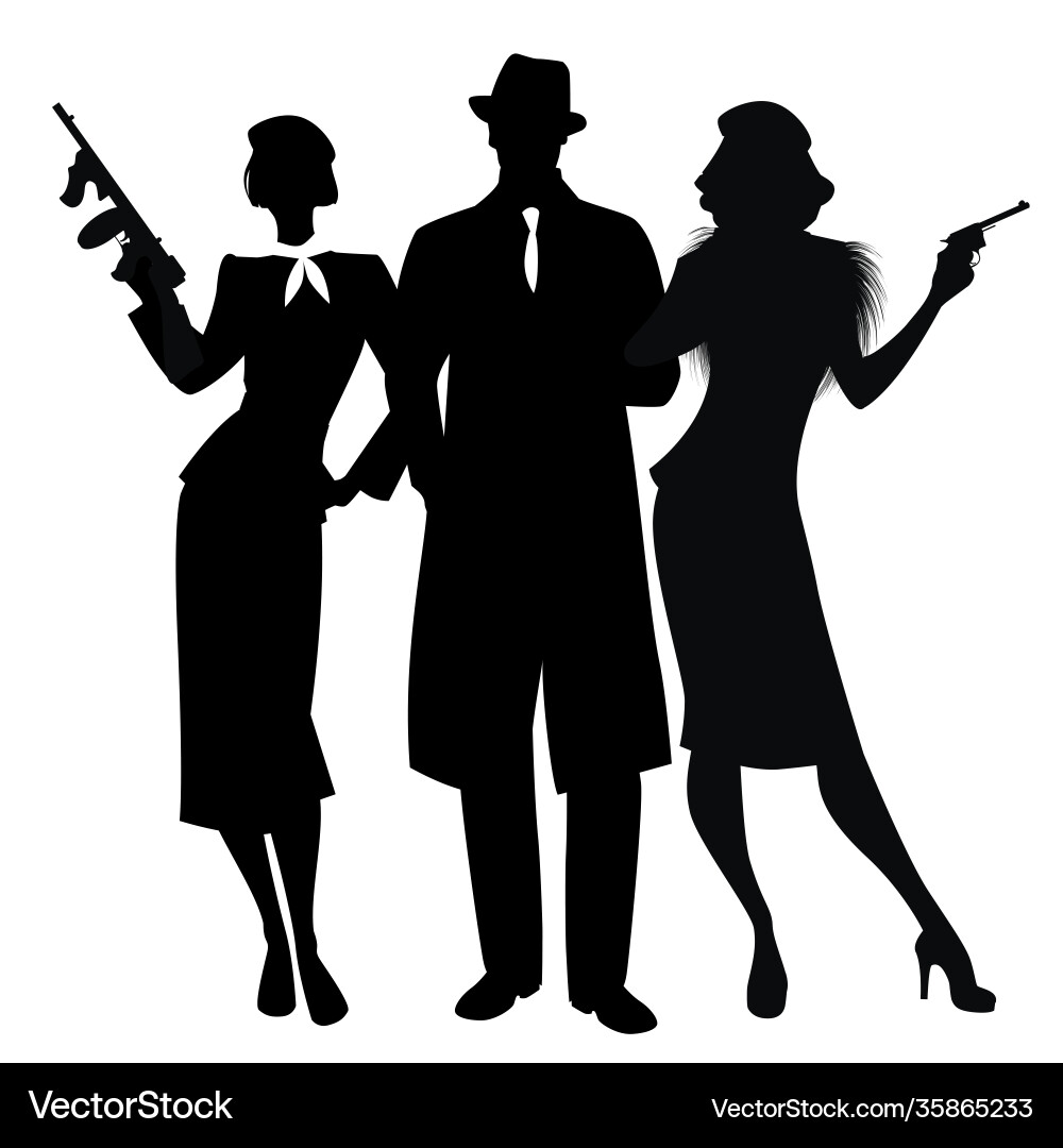 Retro Criminal Silhouettes – Royalty-Free Vector | VectorStock, image size:1000x1080