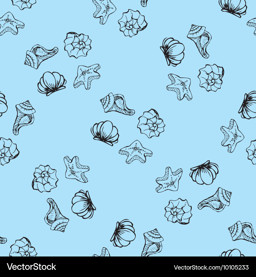 Sea shell seamless pattern vector image