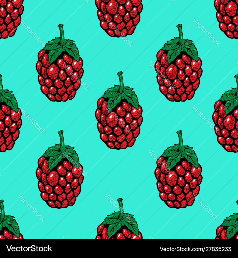 Seamless pattern with raspberries design element Seamless pattern with raspberries design element vector image