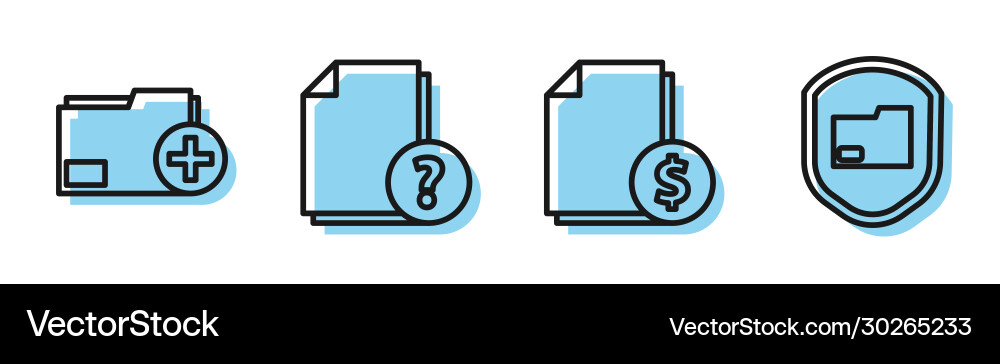 Set line finance document add new folder unknown Set line finance document add new folder unknown vector image