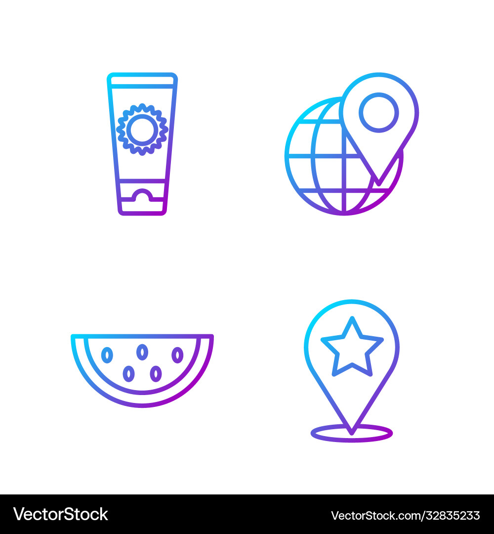 Set line map pointer with star watermelon Set line map pointer with star watermelon Vector Image