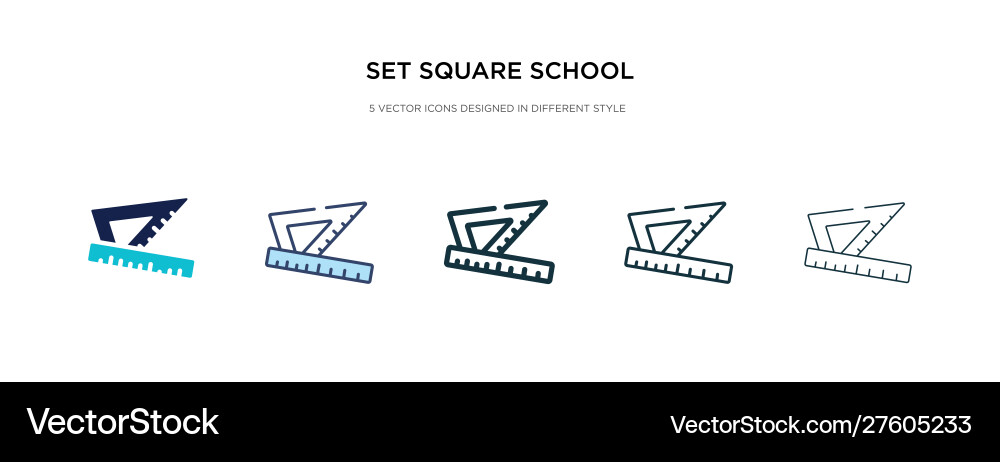 Set square school tool icon in different style Vector Image