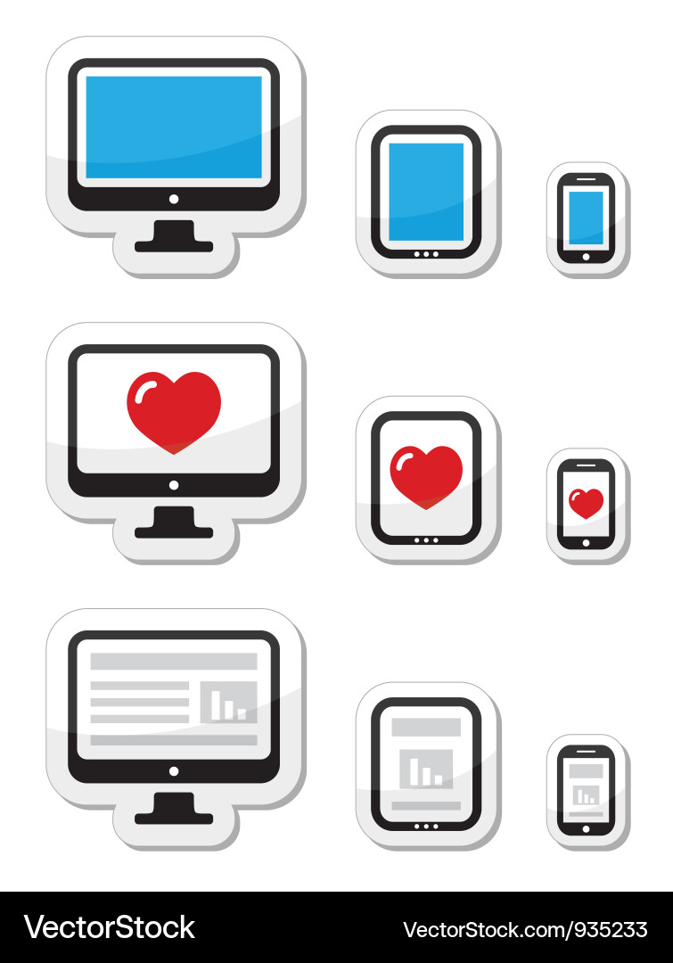 Smartphones & Tablets Icons Vector Image