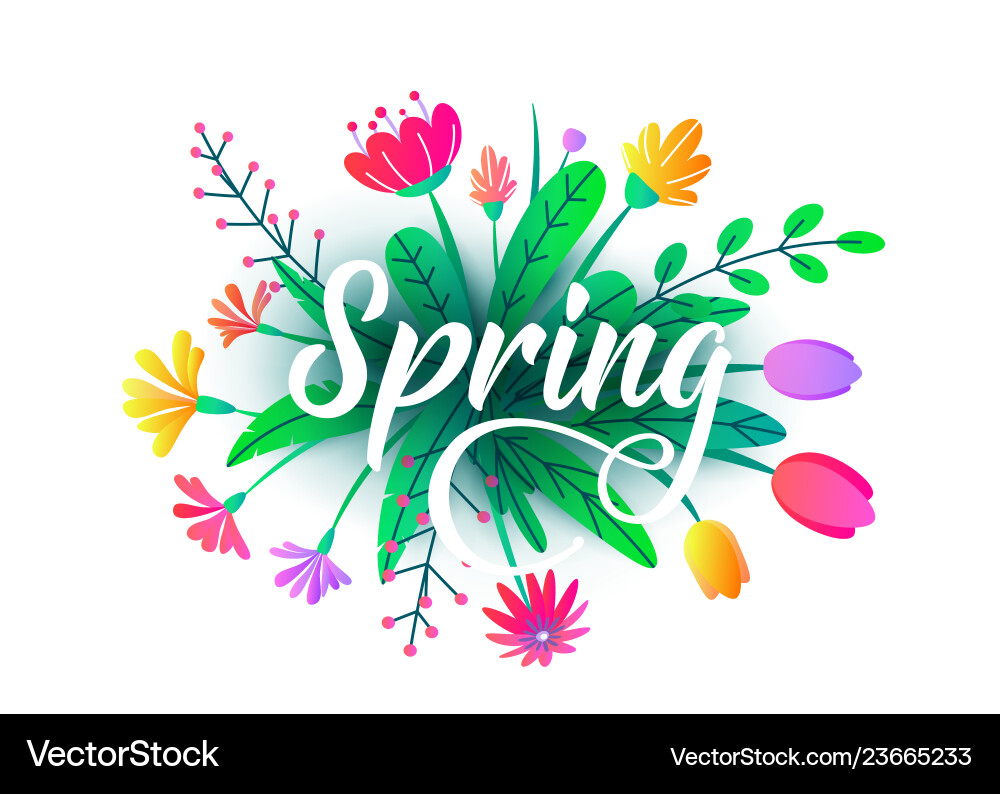 Spring word background with flat minimal Spring word background with flat minimal vector image