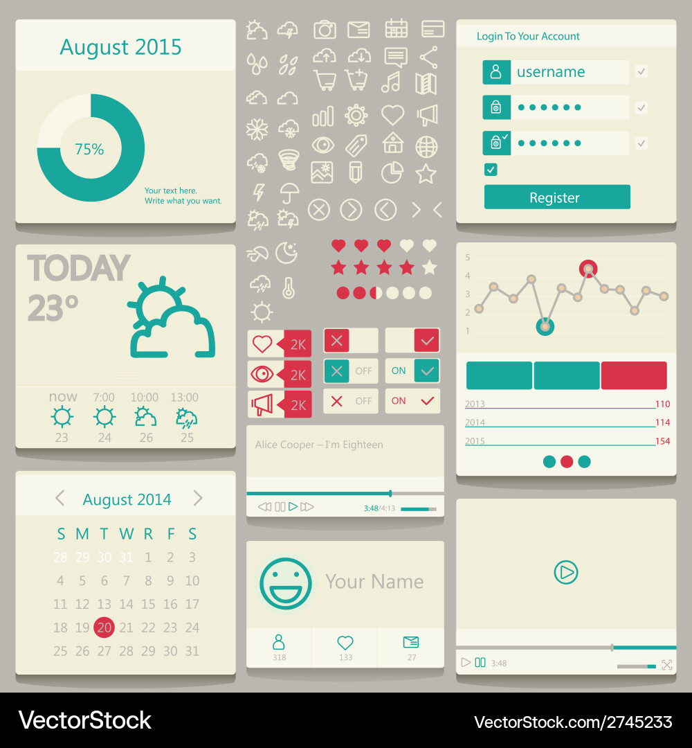 UI Elements & Icons Collection vector image