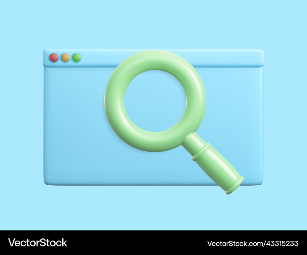 Web browser window template with magnifier blank Web browser window template with magnifier blank Vector Image