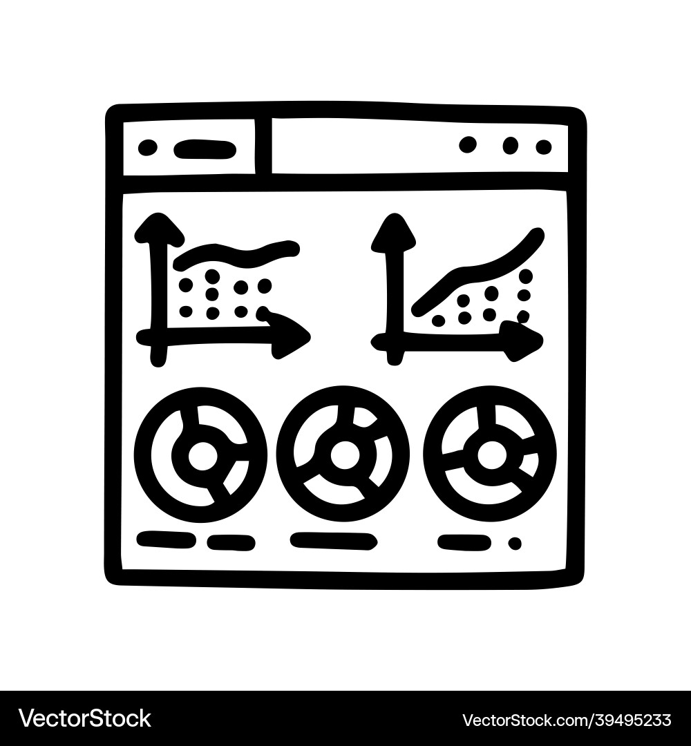 Website with graphs line doodle simple icon Website with graphs line doodle simple icon vector image
