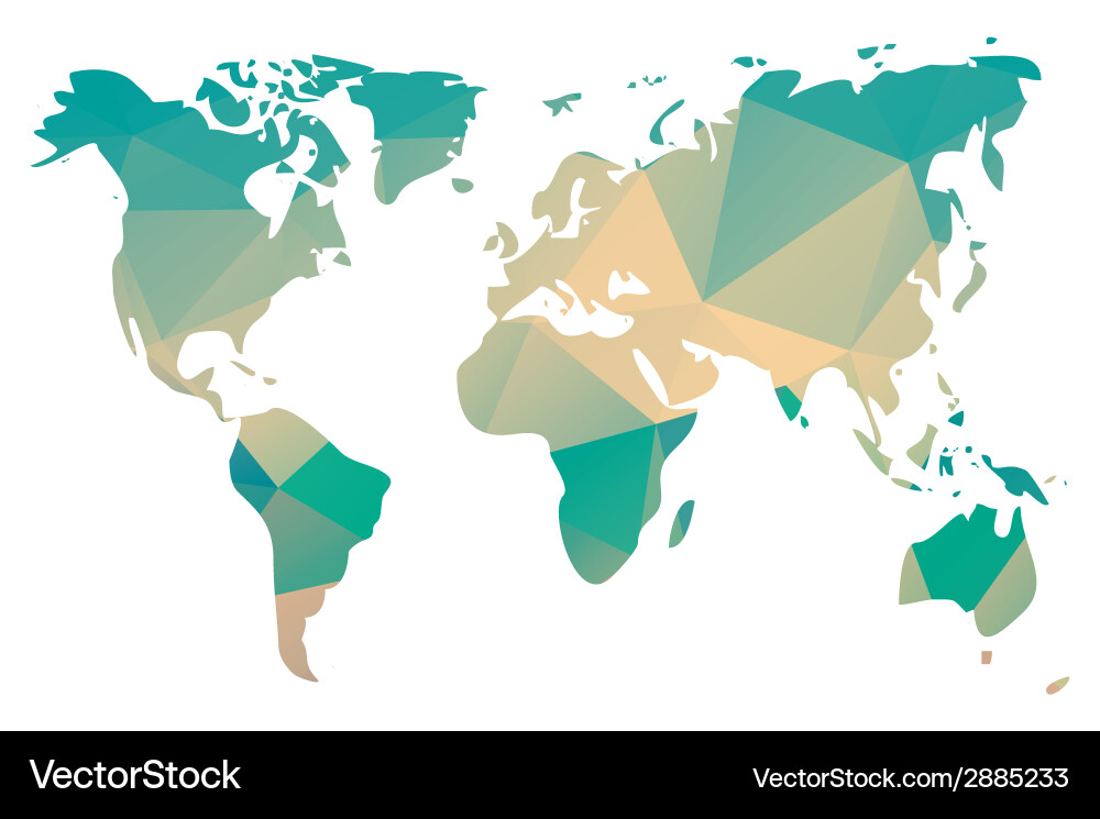 World map in geometric triangle pattern design vector image