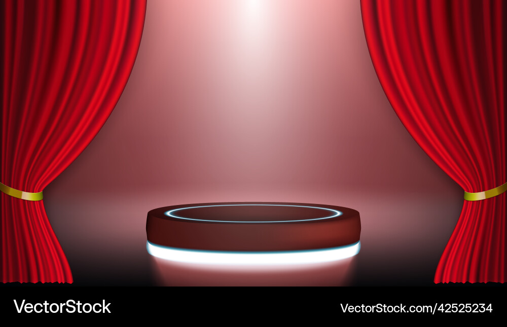 3d red open curtains copy space background 3d red open curtains copy space background vector image
