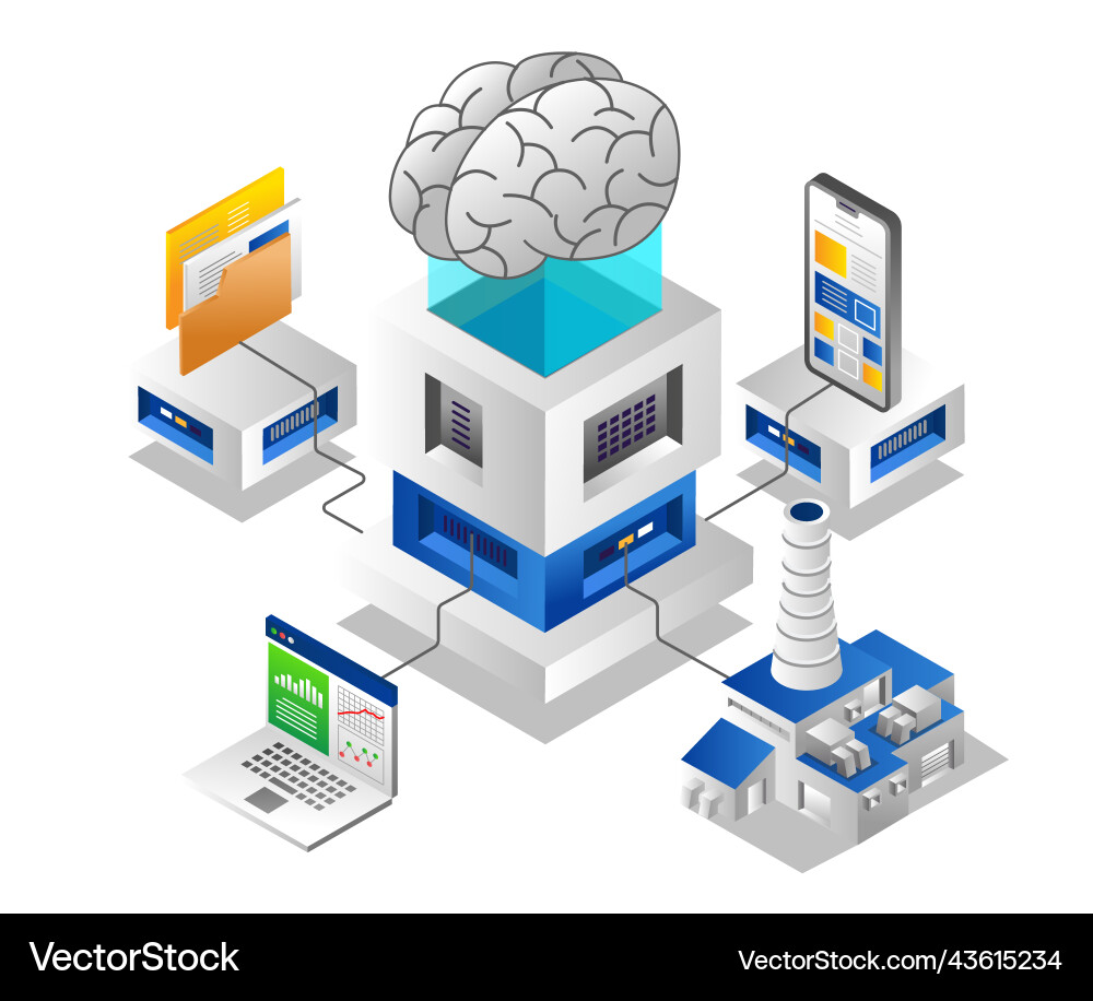 Artificial intelligence can control multiple Artificial intelligence can control multiple Vector Image