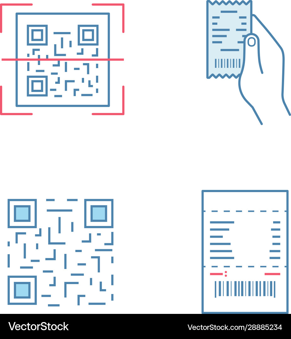 Barcodes color icons set Vector Image