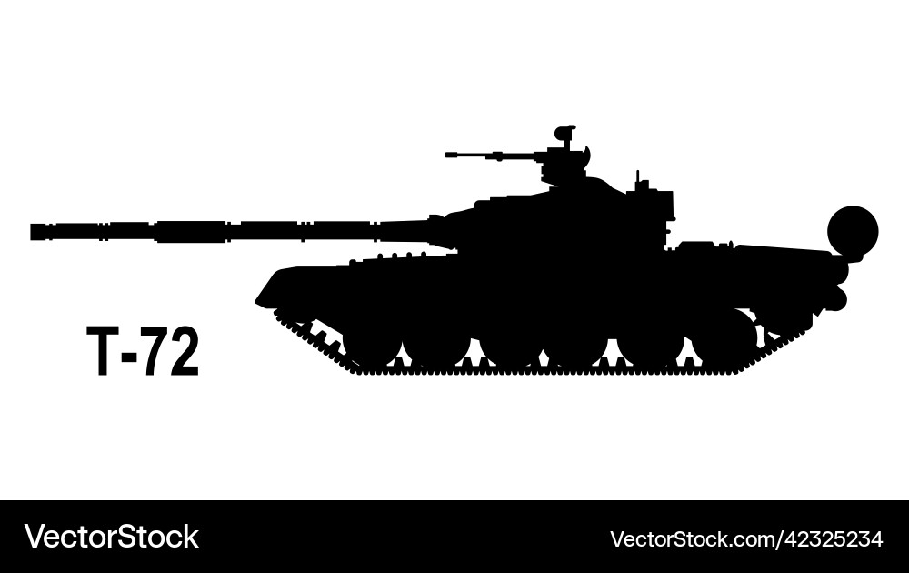 Battle tank t-72 icon silhouette Battle tank t-72 icon silhouette vector image