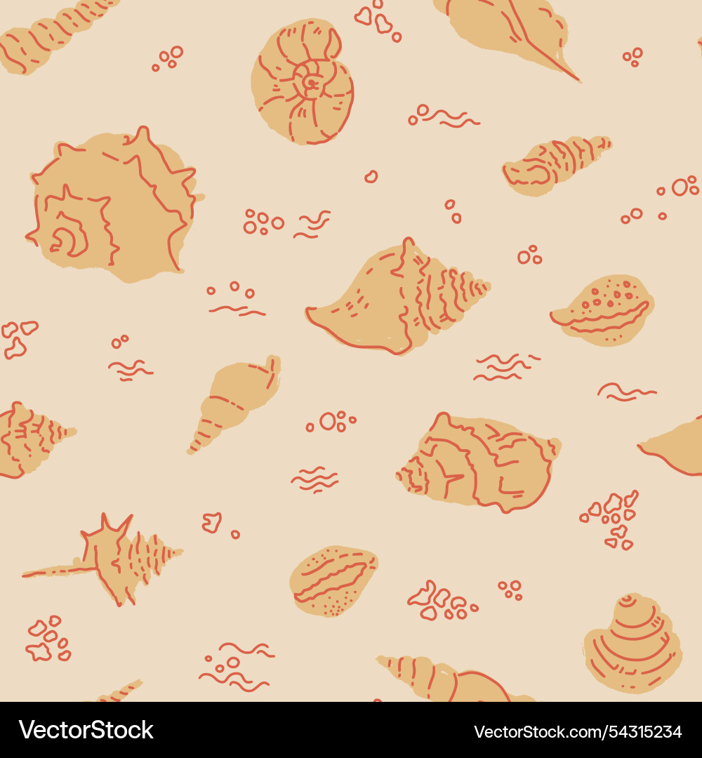 Beige background seashells pattern design Vector Image