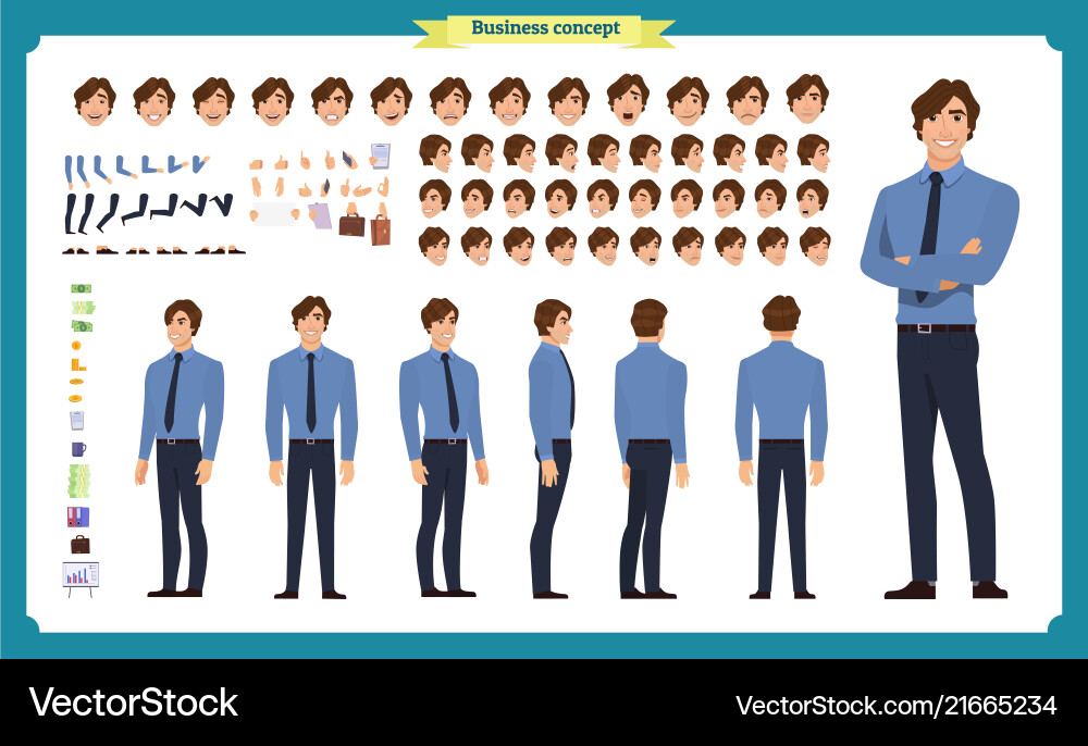 Business Character Set - Multiple Views vector image