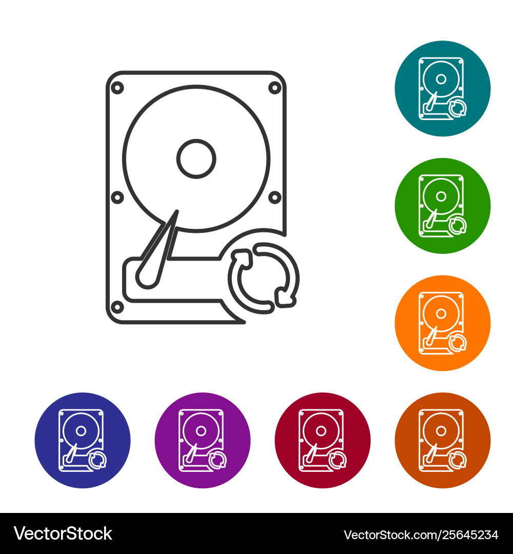 Grey hard disk drive hdd sync refresh line icon Vector Image